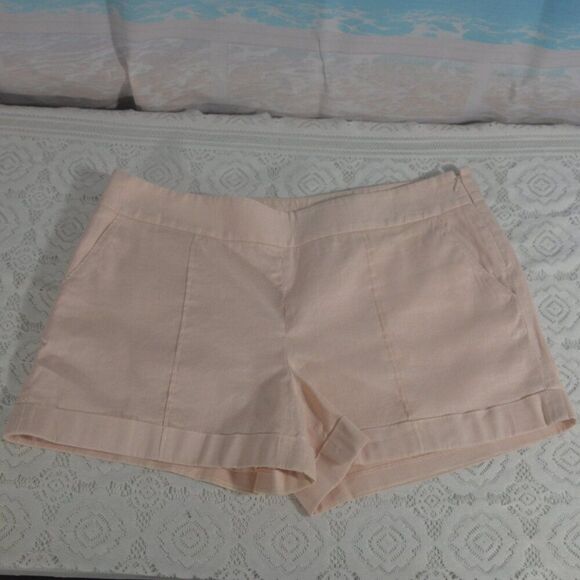 LOFT Marissa Blush Pink Linen Blend Cuffed Shorts Size 14 - Picture 1 of 4